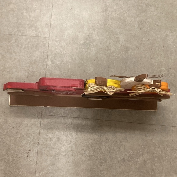 NWT Large- Hello Fall- Red Wooden Farmtruck with 3 Pumpkins Decoration w/ Base - Picture 14 of 17